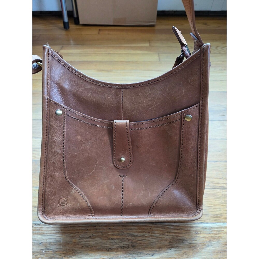 Born leather brown crossbody bag hippie bohemian adjustable strap worn leather - Picture 11 of 11